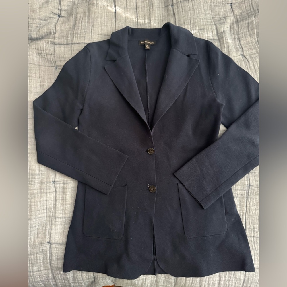 BANANA REPUBLIC Women's Navy Blazer KNIT JACKET CARDIGAN XS 0/2